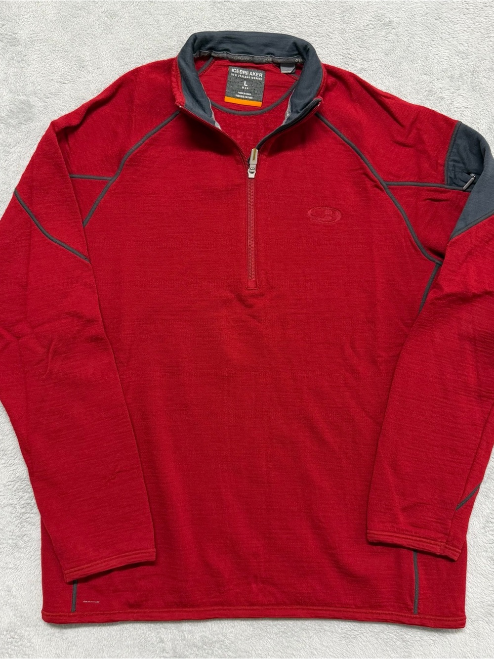 Icebreaker Jumper Mens Large New Zealand Merino Wool Sweater Layer 1/4 Zip